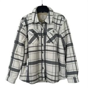 SAGE Ladies' Plush Shirt Jacket Gray/White Sz S NWOT